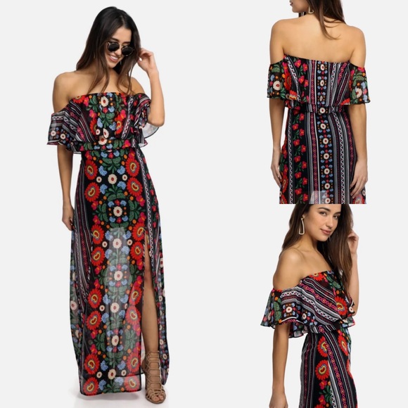Show Me Your MuMu Mexicali Nica Ruffle Top & Mic Double Slit Maxi Skirt Set - Picture 3 of 16